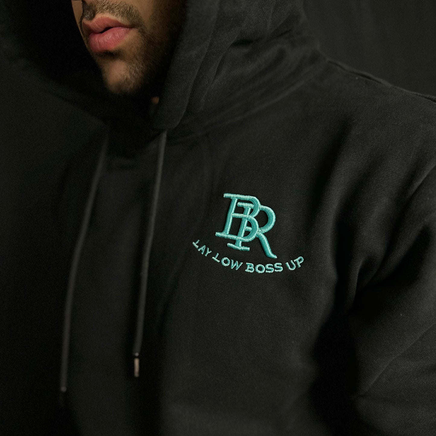 BANKROLLA BLACK AND TEAL HOODIE