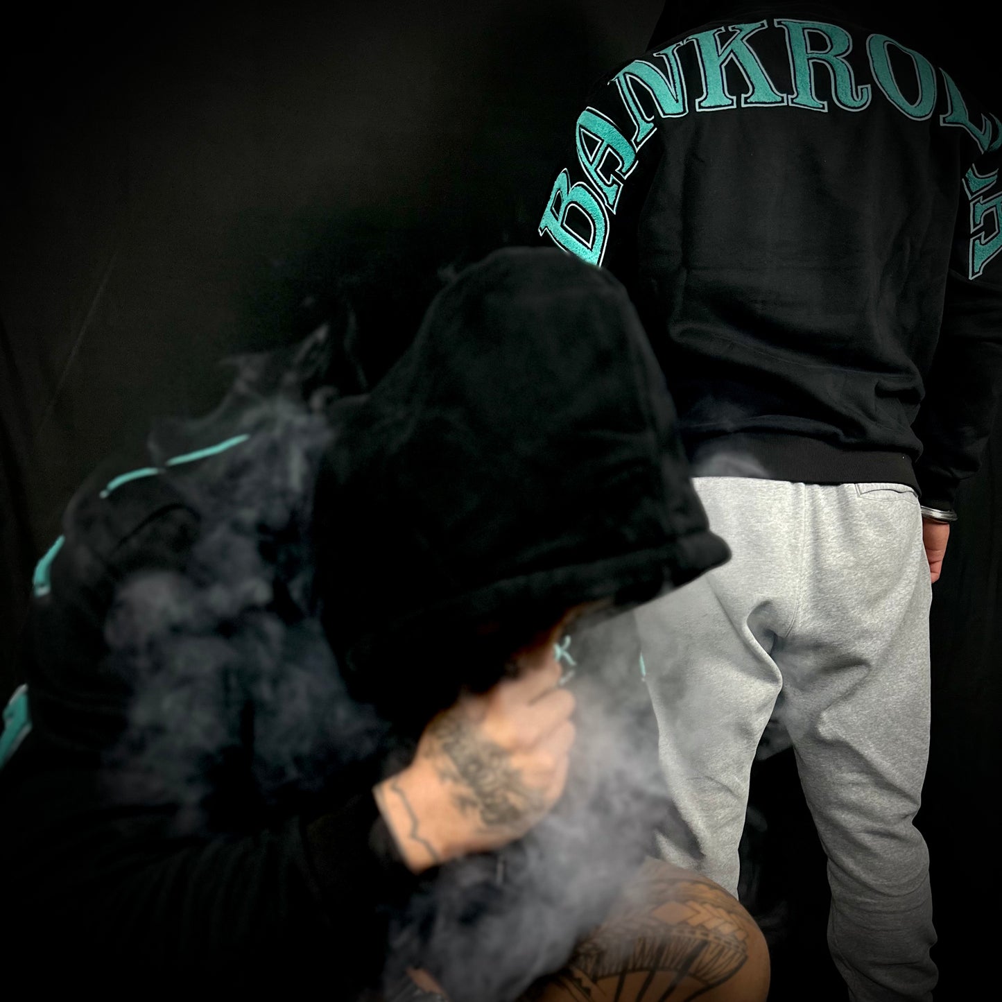 BANKROLLA BLACK AND TEAL HOODIE