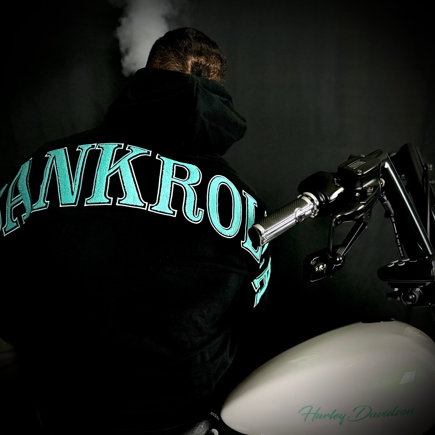 BANKROLLA BLACK AND TEAL HOODIE