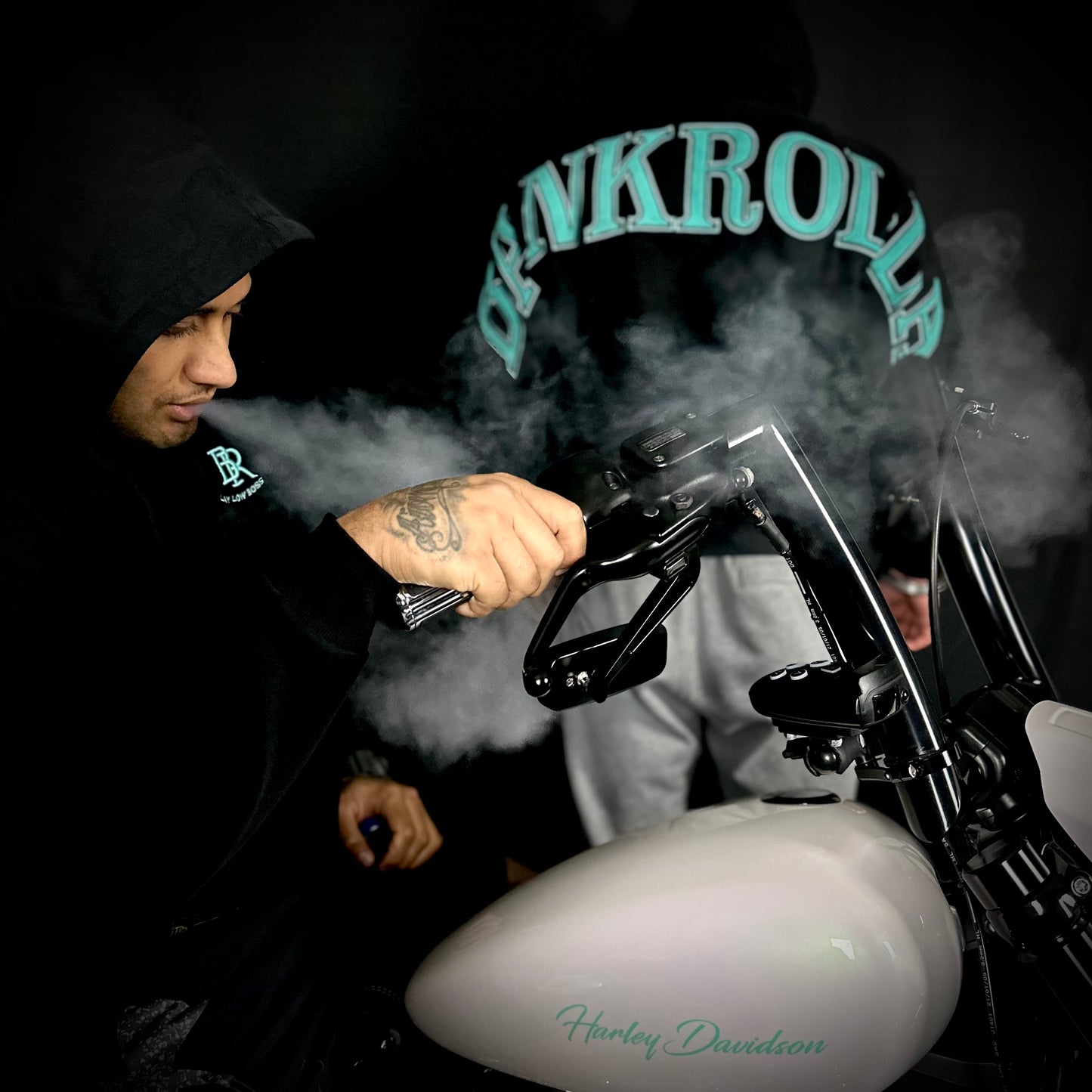 BANKROLLA BLACK AND TEAL HOODIE